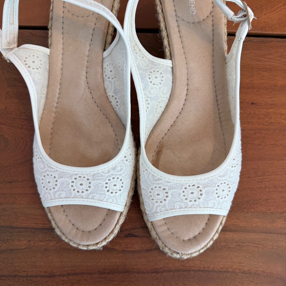 Lands End Off White Sling Back Open Toe Espadrill… - image 5